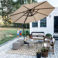 PURPLE LEAF 11FT Round Octagonal Outdoor Cantilever Beige Umbrella with Base and 360-degree Rotation